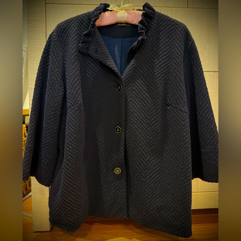 J. McLaughlin Navy Ruffle-Collar Blazer/Jacket, Sz L, NWOT